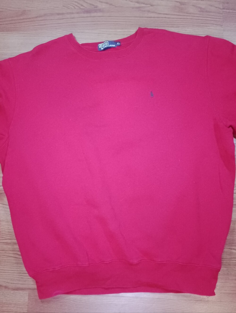 Polo Ralph Lauren Mens Red Crewneck Sweatshirt Navy Pony Logo Size XL